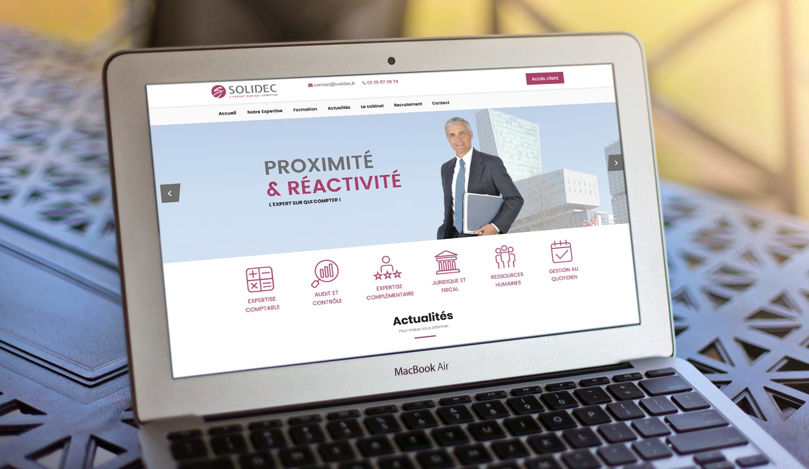 SOLIDEC : Le site web est un site vitrine avec des liens donnant accès aux plateformes sécurisées d'échanges de données - Agence Linéal