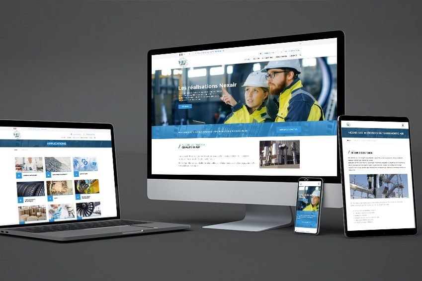 NEXAIR : Un site vitrine avec l’ensemble des réalisations aéroliques - Agence Linéal