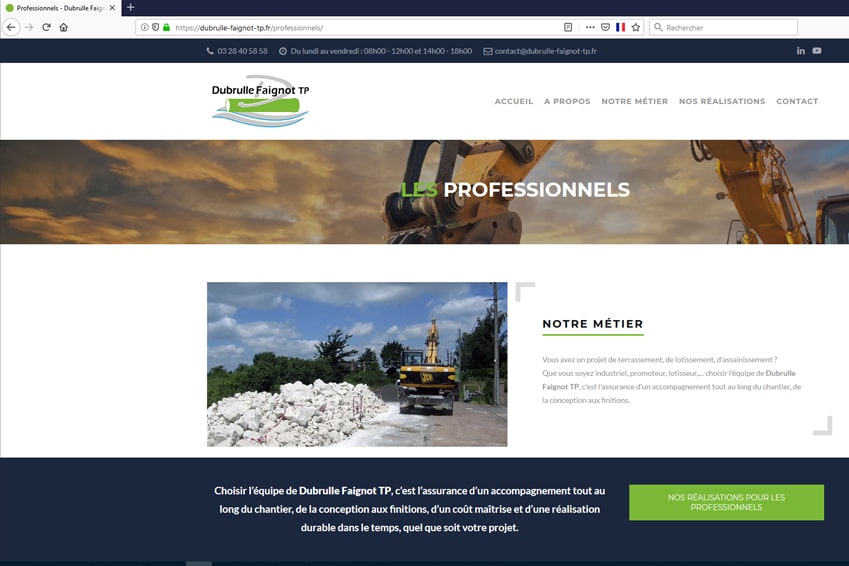 DUBRULLE : Un site vitrine avec l’ensemble des réalisations en travaux d'assainissement - Agence Linéal