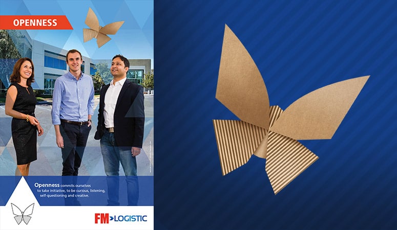 FM LOGISTIC : Conception d'une campagne de motivation interne autour des 3 valeurs de l'entreprise basé sur l'origami et la matière utilisée - Agence Linéal