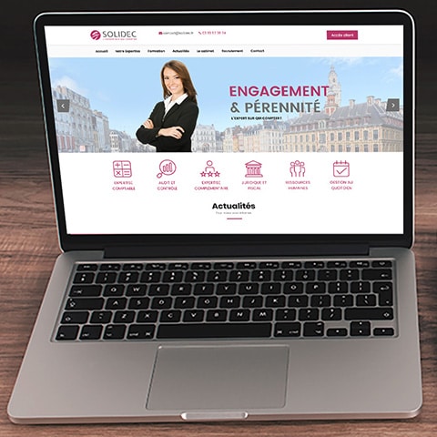 SOLIDEC : Le site web est un site vitrine avec des liens donnant accès aux plateformes sécurisées d'échanges de données - Agence Linéal